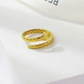 Adjustable golden snake ring with textured rhombus pattern in a minimalist style - Snake Style (124 Gold Color)