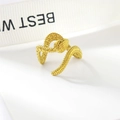 Adjustable golden snake ring featuring unique spherical textured grain and open band design - Snake Style (125 Gold Color)