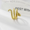 Adjustable golden snake-shaped wrap ring with intricate scale texture and matte finish - Snake Style (127 Gold Color)