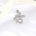 Silver snake skin textured open ring with adjustable scale pattern design - Snake Style (128 Steel Color)