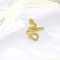 Adjustable golden snake ring featuring detailed scale texture and minimalist open design - Snake Style (128 Gold Color)