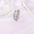Silver snakeskin pattern adjustable open ring with round setting on purple fabric - Snake Style (129 Steel Color)