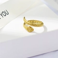 Adjustable golden snake ring with textured scales and minimal wrap design for women - Snake Style (129 Gold Color)