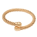 Bracciale rigido a cavo intrecciato dorato regolabile con perle di metallo lucido - Oro