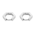 Minimalistische geometrische Hexagon Creolen aus silbernem Titanstahl gebürstet für Herren - Stahlfarben