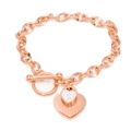 Bracelet minimaliste en acier inoxydable rose doré avec fermoir OT et cœurs sertis de zircons - Or