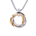 Collier avec pendentif à trois anneaux entrelacés en argent et or avec petits cristaux - Pendentif / Or