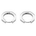 Boucles d'oreilles créoles hexagonales géométriques en acier titane argenté pour hommes - Argent