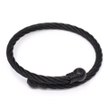 Adjustable black twisted wire cable bracelet with sleek round metal ball ends - Black