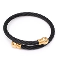 Adjustable black cable wire bracelet with gold ball ends and polished finish - Black Wire With Gold Ends