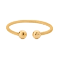 Gold open cable wire bangle with polished ball end caps in stainless steel style - Gold