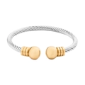 Pulsera de cable trenzado plateado con extremos de bola dorados y acabado pulido - Oro y Plata