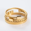 Three-piece men's gold stainless steel bracelet set with Roman numerals and braided texture - Square Head Combination Set (3-Piece) / Gold