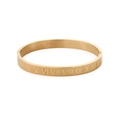 Bracciale rigido in acciaio inossidabile dorato con numeri romani incisi su sfondo bianco - Bracciale Numeri Romani / Oro