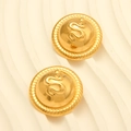 Pendientes de botón vintage bañados en oro de 18k con diseño de serpiente y trenzado - Serpiente Brillante