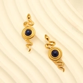 Pendientes de serpiente vintage bañados en oro de 18k con piedra preciosa azul lapislázuli - Serpiente con Cuentas