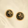 Pendientes de serpiente bañados en oro 18k con esmalte negro y borde de cordón trenzado - Serpiente Esmalte Negro