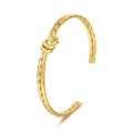 Brazalete de nudo de acero inoxidable chapado en oro de 18K con diseño de cuerda - Dorado