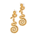 Orecchini a serpente vintage placcati oro 18k con trama martellata e design a spirale - Doppio Serpente