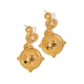 Orecchini a serpente vintage placcati oro 18k con ciondolo a medaglione a rilievo - Lucido E Serpente Singolo