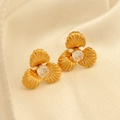 Eleganti orecchini a fiore in acciaio inossidabile placcato oro 18k con zirconi - Oro (EHF060)