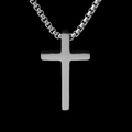 Collier avec pendentif croix en acier inoxydable poli et chaîne maille vénitienne - Petite Croix Argentée avec Chaîne Argentée