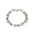 Pulsera de cadena moderna de acero inoxidable plateado con diseño de eslabón industrial - Módulo de Estilo H Industrial (sl067) / Plateado
