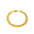 Pulsera de eslabones rectangulares dorados de acero inoxidable con cierre de langosta moderno - Dorado