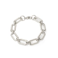 Pulsera de cadena unisex de acero inoxidable plateado con eslabones con textura - Plateado