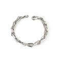 Pulsera de cadena cubana de acero inoxidable plateado con cierre de mosquetón robusto - Plateado