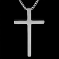 Pendentif croix en acier inoxydable poli argenté avec chaîne à mailles pour hommes - Grande Croix Argentée avec Chaîne Argentée