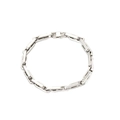 Pulsera para hombre de acero inoxidable pulido con eslabones cuadrados y cierre de muelle - Estilo de Eslabón Rectangular Redondeado (sl072) / Plateado