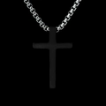 Collier croix noir minimaliste avec chaîne box en acier inoxydable argenté pour hommes - Petite Croix Noire avec Chaîne Argentée