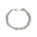 Pulsera de cadena de eslabones de acero inoxidable plateado pulido con cierre de langosta - Plateado