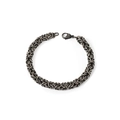 Pulsera bizantina de acero inoxidable con eslabones tejidos a mano estilo industrial retro - Estilo Trenzado Bizantino (sl081) / Plata Antigua
