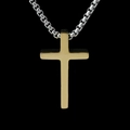 Minimalistischer Goldener Kreuzanhänger mit silberner Box-Kette für Herren im Hip-Hop-Stil - Kleines Goldenes Kreuz mit Silberkette