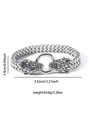 Pulsera vikinga de cabeza de lobo para hombre con doble cadena pesada y terminales de serpiente - Estilo de Diseño de Cabeza de Serpiente (sl060)