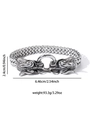 Pulsera de cabeza de dragón de plata vintage para hombre con cadena de malla tejida mate - Estilo de Cierre de Doble Cabeza de Dragón (sl062)