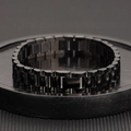 Bracciale da uomo in acciaio inossidabile nero opaco con design a maglie di orologio - Bracciale a Maglia Orologio / Nero