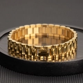 Bracciale in acciaio inossidabile dorato lucido stile presidenziale, variante elegante - Bracciale a Maglia Orologio / Oro