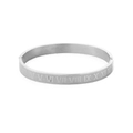 Bracciale rigido in acciaio inossidabile argento con incisioni di numeri romani - Bracciale Numeri Romani / Colore acciaio