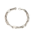 Pulsera minimalista de acero inoxidable plateado con eslabones rectangulares y cierre de langosta - Estilo de Eslabón H Hueco (sl075s) / Plateado