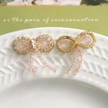 Close-up of pink crystal beaded bow with shimmering rhinestones and tassel details - Light Pink Beaded Style (4)