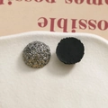 Detail of round resin beads with silver glitter pavé and matte black texture for DIY - Black Silver