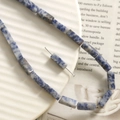 Detail van natuurlijke blauwe sodaliet cilindrische kralen met marmeren textuur voor DIY - Blauwe Witte Textuur Kolomstijl (4)