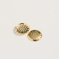 Close-up of gold-plated hollow disc earring bases for DIY jewelry making supplies - Base Support / 16mm