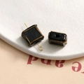 Macro shot of black square glass beads with gold painted edges and metal loop for DIY jewelry - 1 Piece / 72# Black