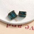 Macro shot of square turquoise glass beads with gold trim for DIY jewelry making - 1 Piece / 69# Lake Green