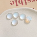 Detail of 10mm iridescent glass cabochon beads with aurora finish for DIY crafts - Frosted Transparent White