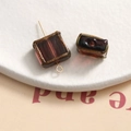Macro shot of purple glass beads with gold painted edges for DIY jewelry making - 1 Piece / 68# Dark Red